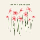 Verjaardagskaart roze bloemetjes